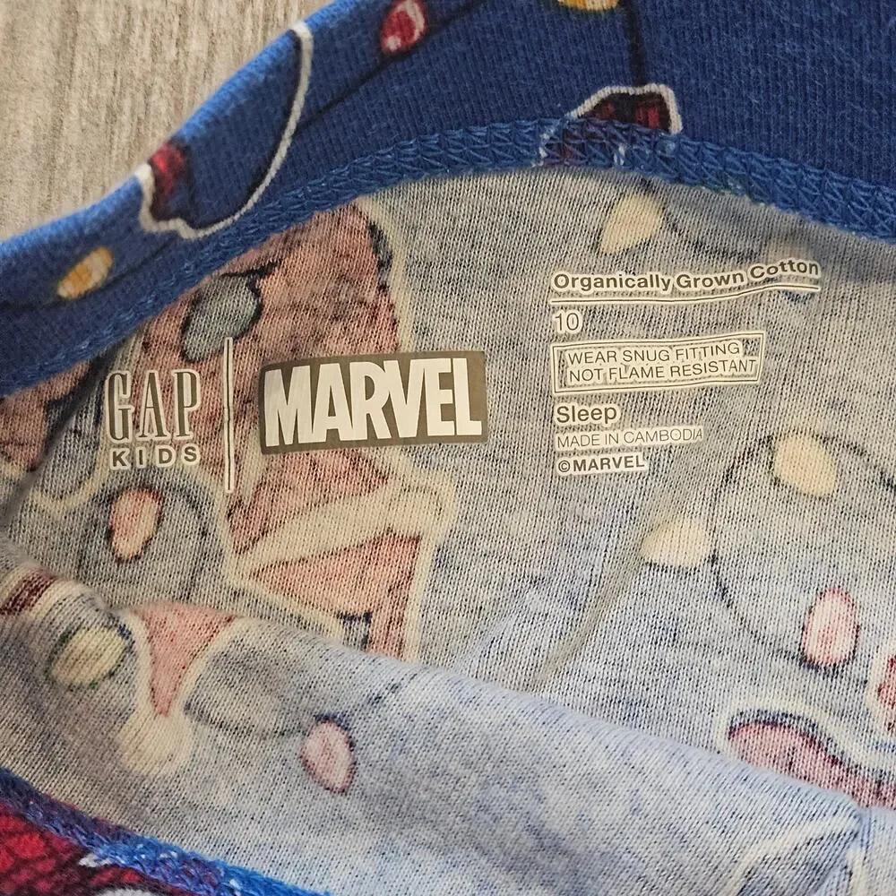 Gap Kids‎ Marvel Spider-Man Christmas Pajama Set Organic Cotton Size 10 Flaw